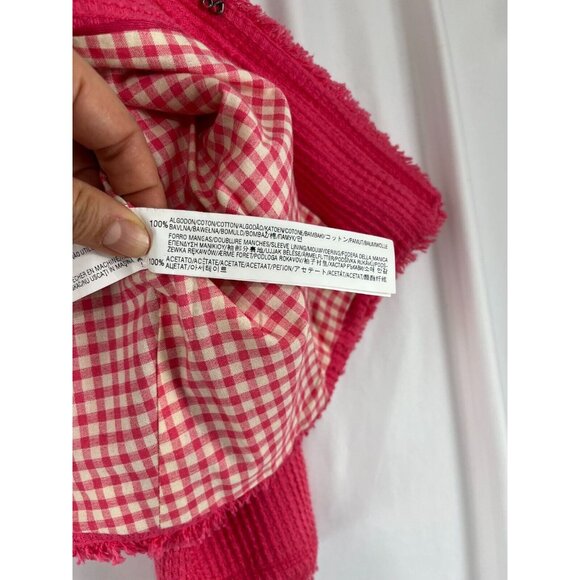 Zara Basic Barbie-Pink Waffle-Knit-Style Cotton Women's Blazer - Picture 6 of 13